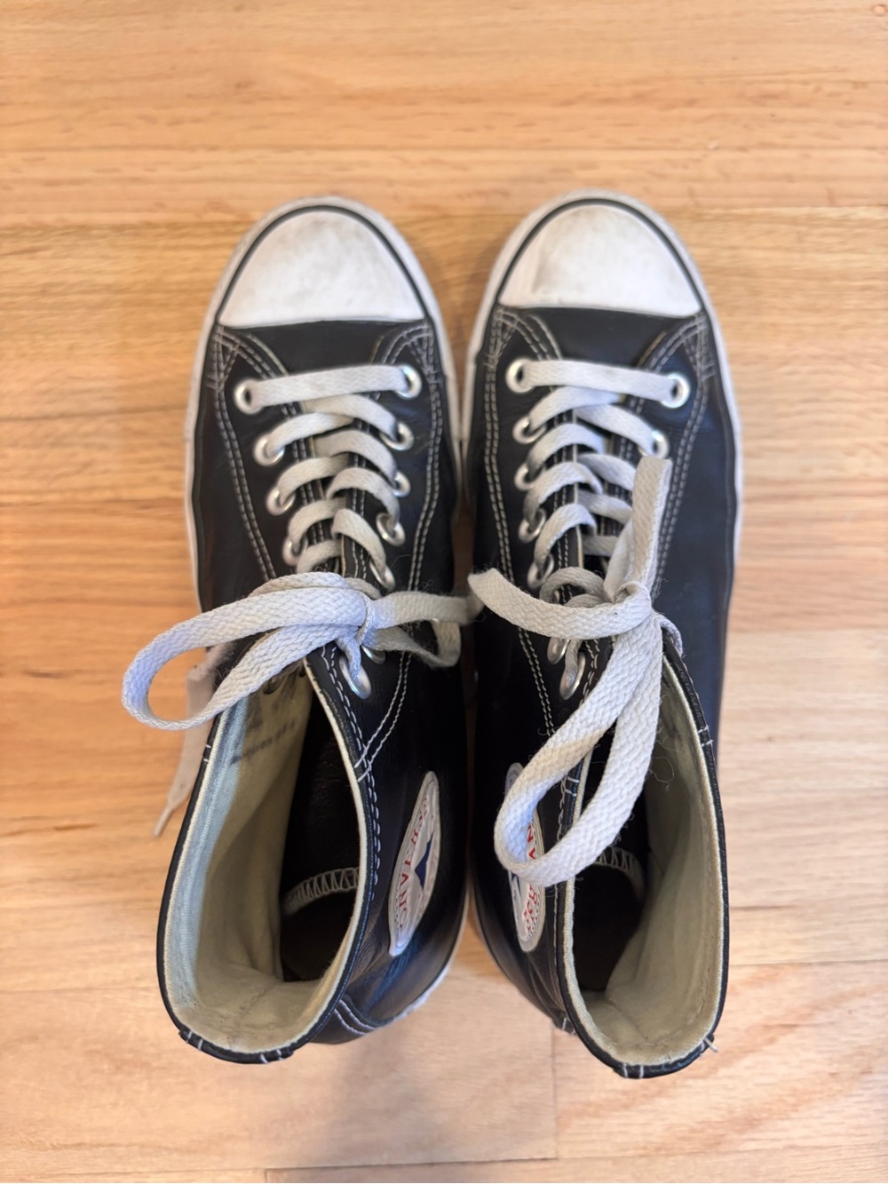 Converse Chuck Taylor All Star Leather High Tops in black size women's 9 - Picture 5 of 12